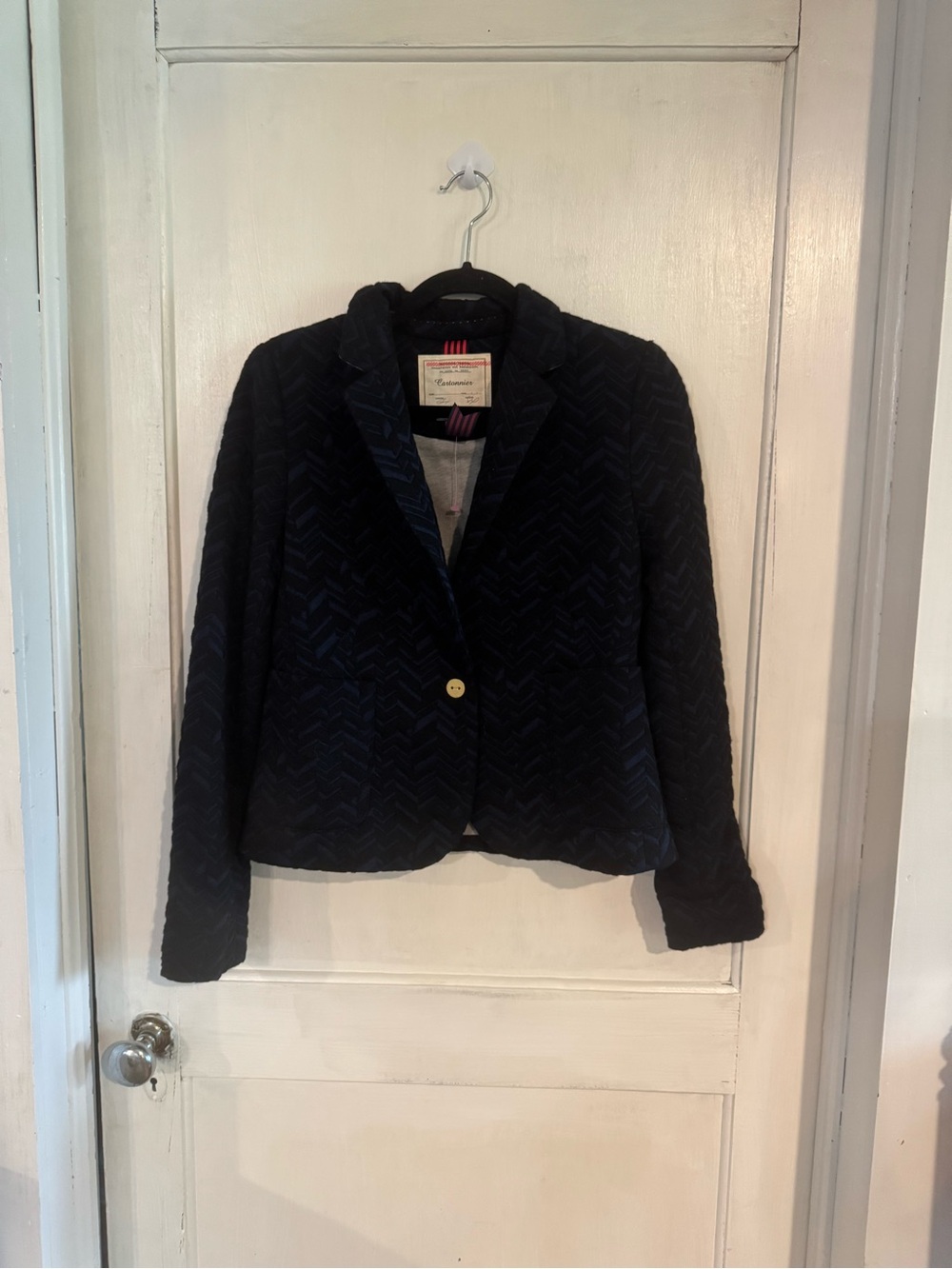 Cartonnier Navy Blue Chevron  Blazer Size 6